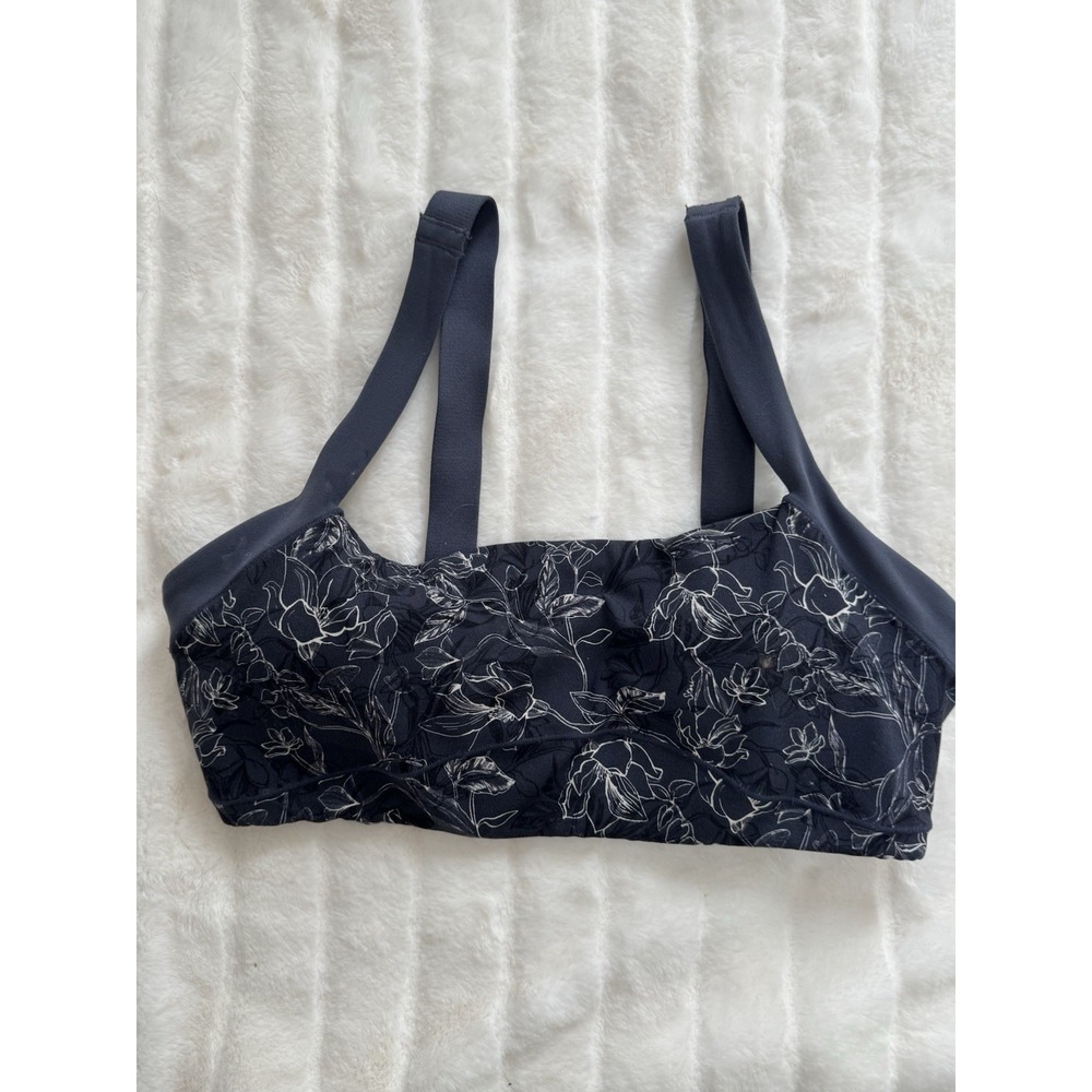 Stori by Katy Hearn Floral Gray Bralette Sports Bra Active Workout Small